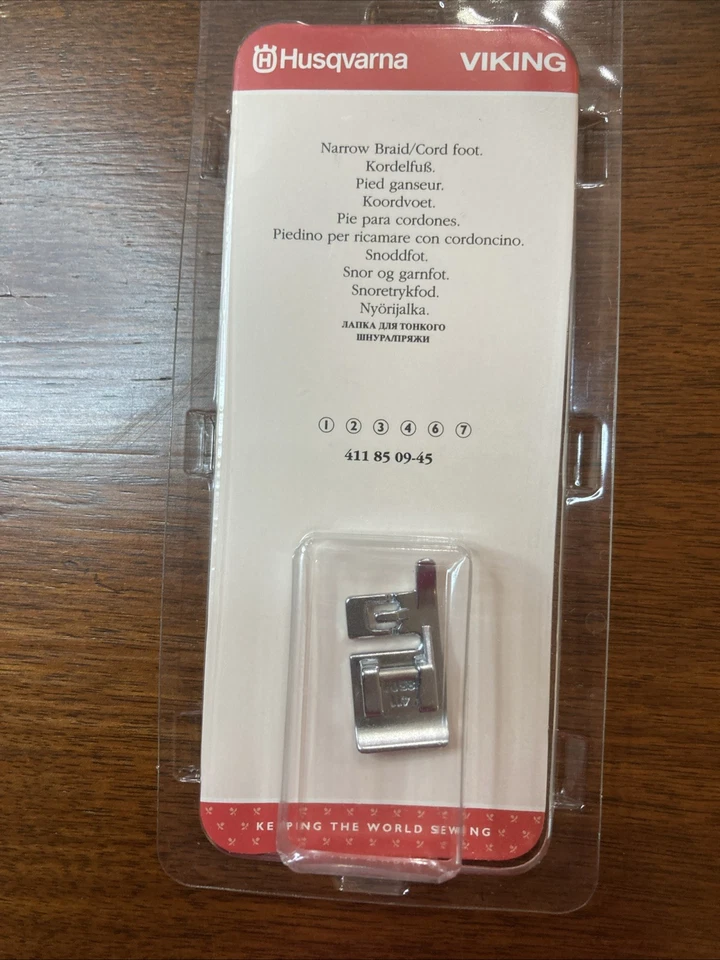 Narrow Braid/Cord Foot #4118509-45 for Husqvarna Viking Sewing Machines - Image 1 of 4