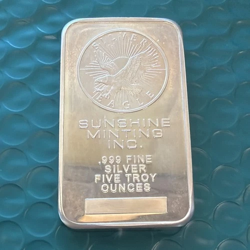 🇺🇸 5 oz. Silver Bar Sunshine Minting  .999 Fine TroyOunces American Silver🇺🇸