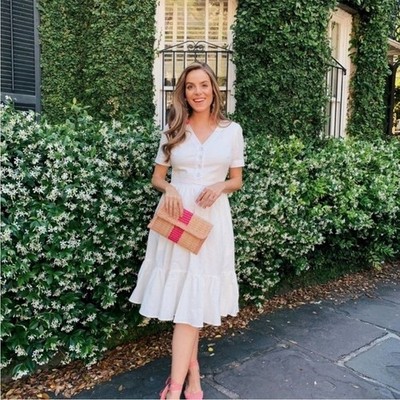 Gal Meets Glam White 100% Linen Angela Dress Size 2 Midi Button Ruffle Boho  NWT | eBay