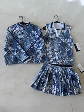 Johnny Was JW Active Women's Tennis Skirt Set Plus Jacket Blue White Black Small