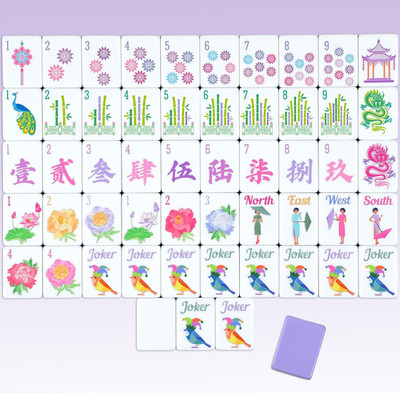 160 Pcs Floral American Mahjong Set 1.2 Inch Flower Mahjong Tiles Set Melamine H