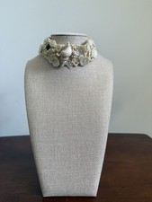 Vintage Seashell Choker Necklace Beaded Mother of Pearl Shell Statement Collar