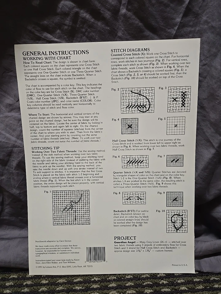Guardian Angel 1991 Leisure Arts Cross Stitch Pattern #2091 - Image 2 of 3