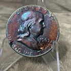 1963 Gem Proof Franklin Half Dollar Unc, FBL Monster Rainbow Toned #2722