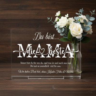 Aufsteller Acrylglas Muttertag Beste Mama Geschenk Individuelle Gravur Geschenk