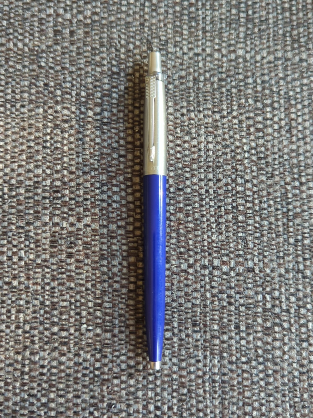 Vintage Parker Jotter Dark Blue Ballpoint Pen with Chrome Trim
