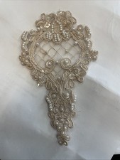 Lot Of 2 IVORY beaded organza applique embroidery bridal patch EVENING PATCH