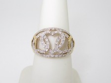 Natural Diamonds Heart Rings Solid Gold Loves Ups Downs Promise 10K Size 7 R831