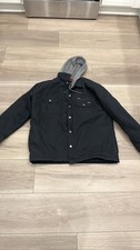 Dickies Men's Black Hooded Canvas Work Jacket Quilted Lined Utility Coat XL