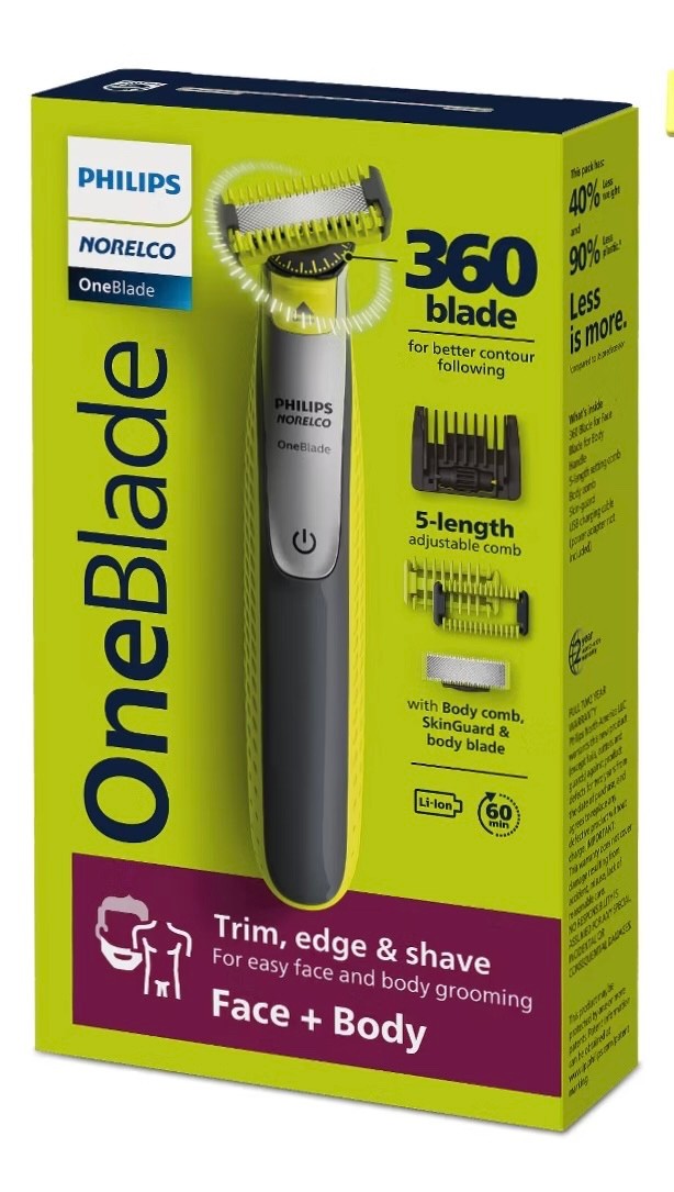 PHILLIPS NORELCO ONE BLADE 360 FACE & BODY * TRIM * EDGE * SHAVE *  RECHARGEABLE