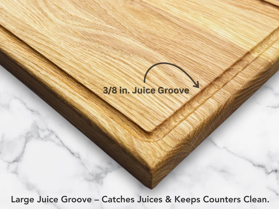 White Oak Cutting Board with Juice Groove: Handmade Charcuterie Board 16x9x1 - Image 4 of 4
