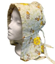 Handmade Womens Floral Yellow Prairie Bonnet Vintage