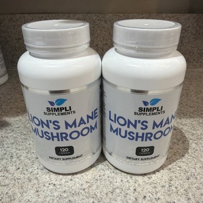 2x Simpli Supplements Lion's Mane Mushroom 120 Capsules Exp 8/26 FAST USA SHIP!