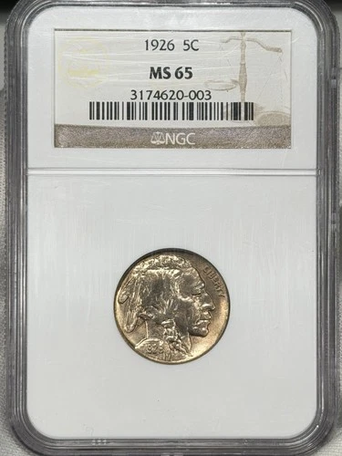 1926-P 5c Buffalo Nickel NGC MS65 Indian Head Philadelphia US Coin UNC BU!