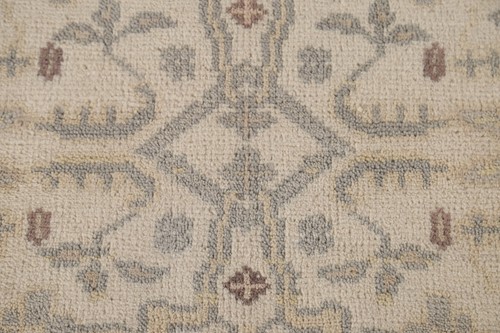 Ivory Floral Oushak Hallway Runner Rug 2' 7" x 11' 6" Handmade Oriental Carpet - Picture 7 of 12