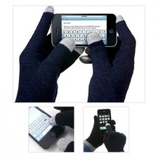 1 Pair Magic Stretch Gloves Smartphone Texting Touch Screen Navy One Size USA