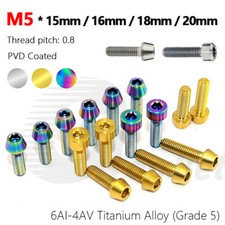 M5 x 15 16 18 20mm Titanium Ti Taper Socket Allen Head Bolt Cap Screw PVD Coated
