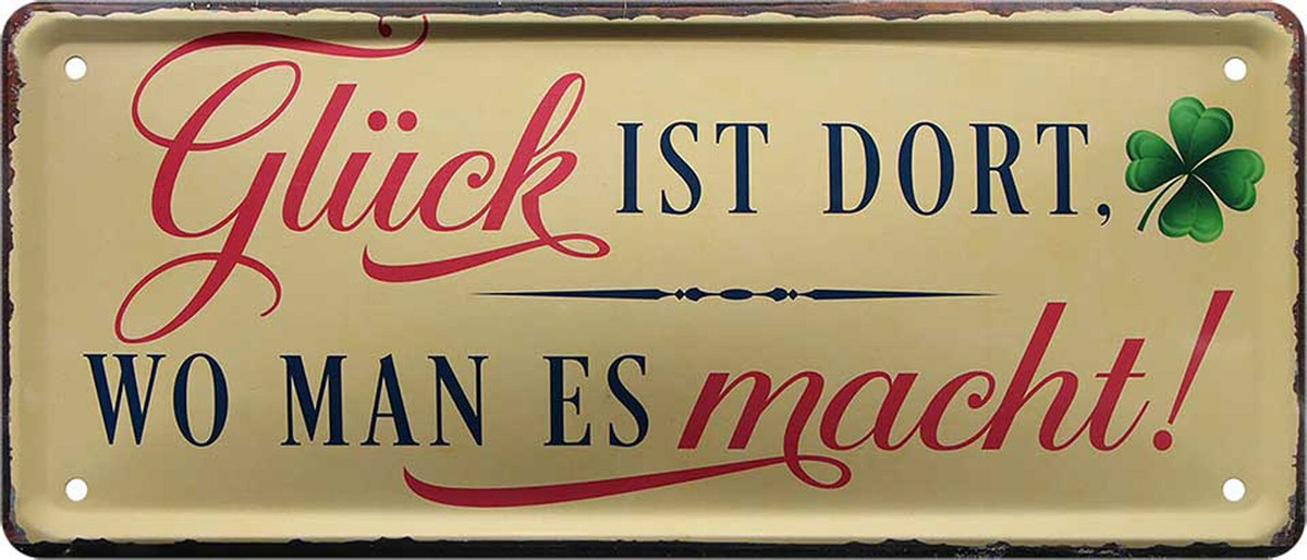 Blechschild „Don’t Worry, Be Happy“ – 28x12 Cm, Vintage-Design, Metall, Mit Aufhänge-Löchern
