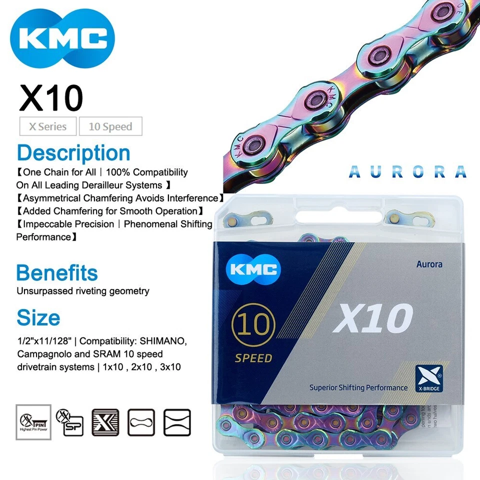 KMC 10/11/12 скорость X10 X11 X12 Aurora велосипед MTB дорожный велосипед цепи для Shimano - Изображение 4 из 4