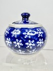BOLESLAWIEC Polish Pottery SUGAR BOWL with Lid 2 1/2" Snowflake Winter Night — photo 2