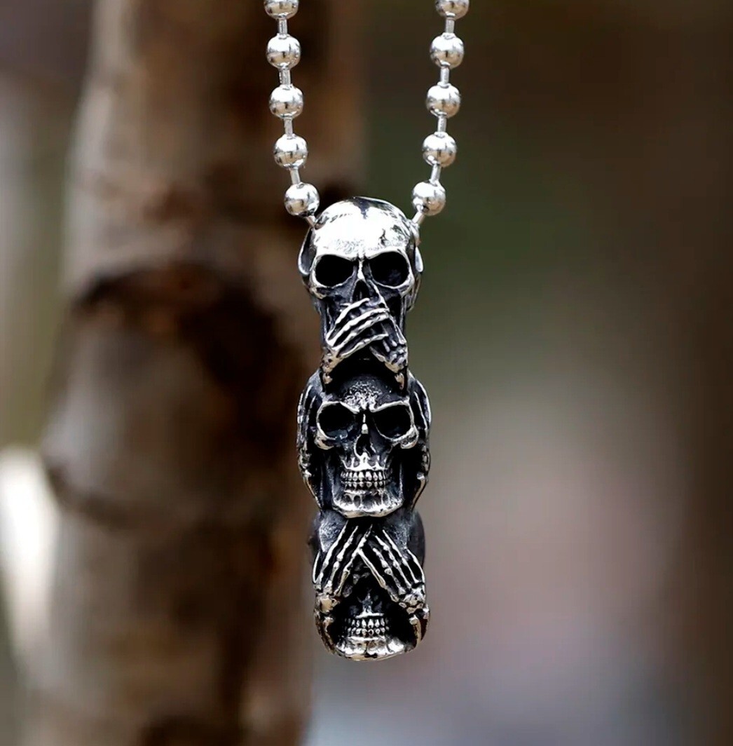 Totenkopf Schädel Skull Anhänger Kette 60cm Herren Schmuck