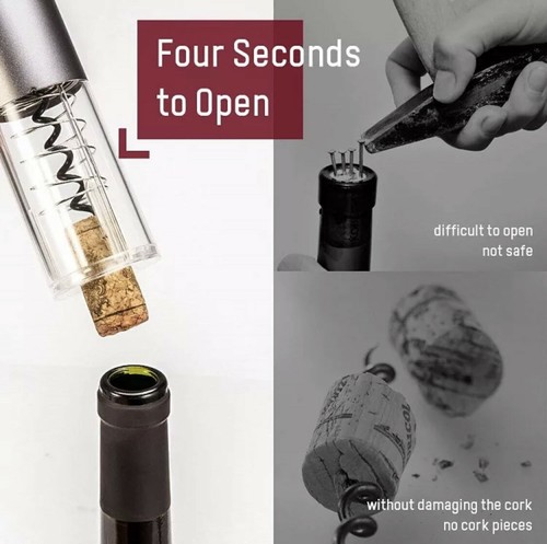 Kit Apribottiglie Vino Elettrico Cavatappi con Taglierina,Tappo e Versatore - Foto 4 di 5