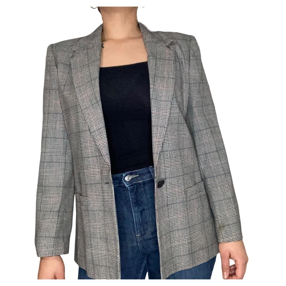 Saks Fit Avenue Mujer Blazer Gris Talla 8 M Estilo Informal Foto 2 de 4
