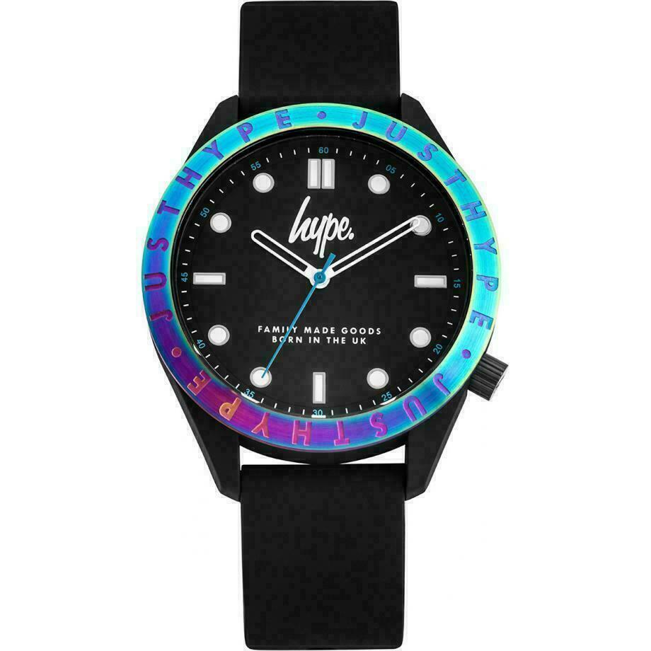 Hype Unisex Black Rubber Strap Watch HYG014B 43mm