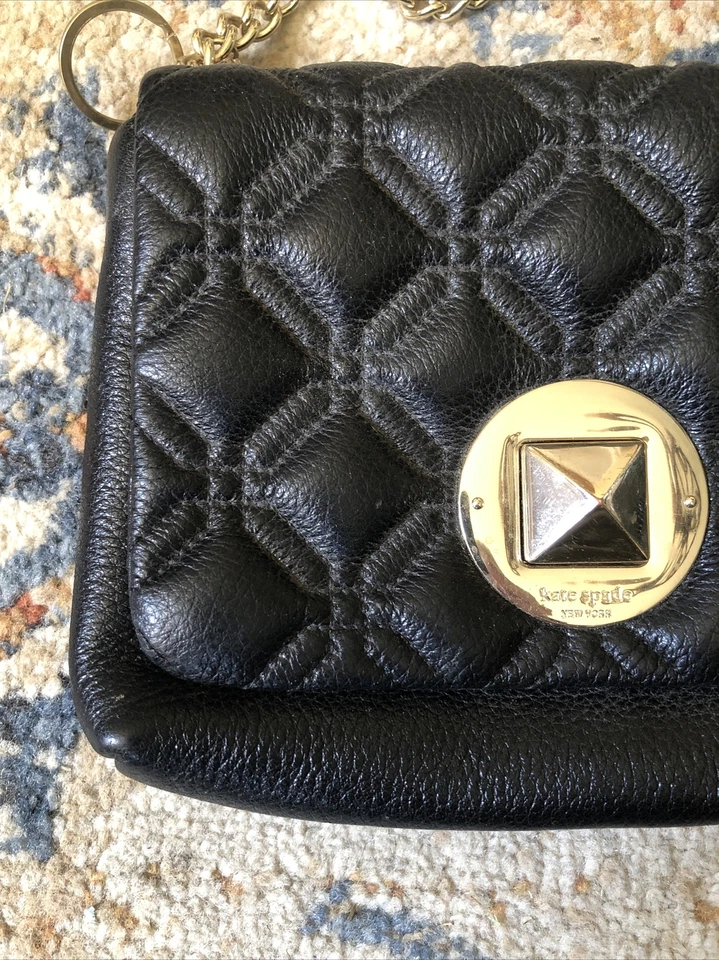 Kate Spade Black Small Crossbody Bag Black Quilted Leather - Image 4 of 4
