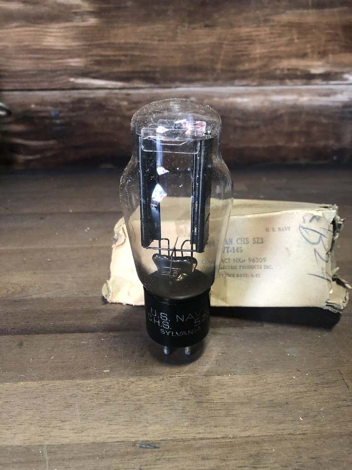 Tube 5Z3 Marconi Version Militaire – VT-145, Plaque Noire, Getter Sombre – Neuf