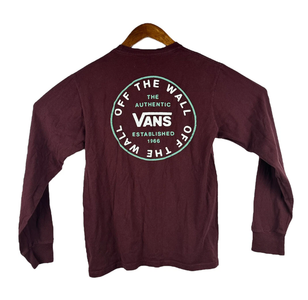 Vans burgundy long 2025 sleeve t shirt
