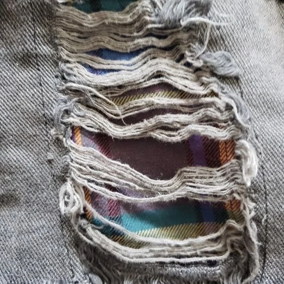 Pantalones Cortos Bullhead High Rise Destroyed Gris Talla 0 Thrashed Boho Festival Foto 3 de 4