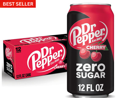 Dr Pepper Zero Sugar Cherry Soda Pop, 12 fl oz, 12 Pack Cans