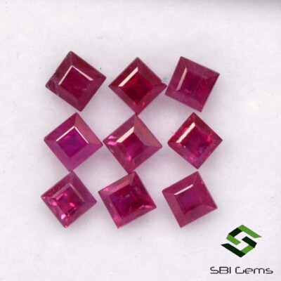 1.84 Cts Natural Ruby Square Cut 2.70 mm Lot 09 Pcs Calibrated Loose Gemstones