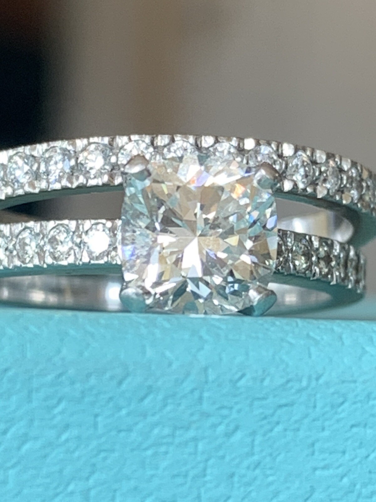 Tiffany Co Platinum Novo Square Cushion Diamond Ring SET