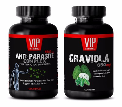 Parasite and worm cleanse for humans - ANTI PARASITE - GRAVIOLA 2B COMBO - black