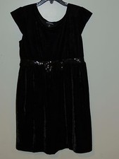 NWT Girls George Cap Sleeve Sequin Bow Velour Black Dress Size XS 4/5