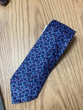 The Mens Store Bloomingdale's Men's NAVY/PURPLE DITSY FLORAL SILK TIE T1