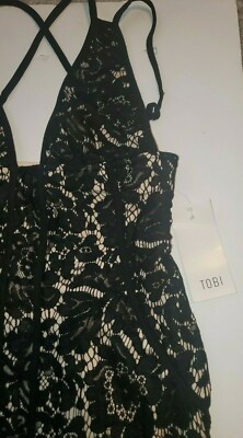 tobi black lace dress TOBI Lace Dress Women's Sz S Black/Tan Brand 