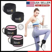 1 Pair Ankle D Ring Strap Thigh Leg Pulley Lifting Padded Cable Attachment Gym
