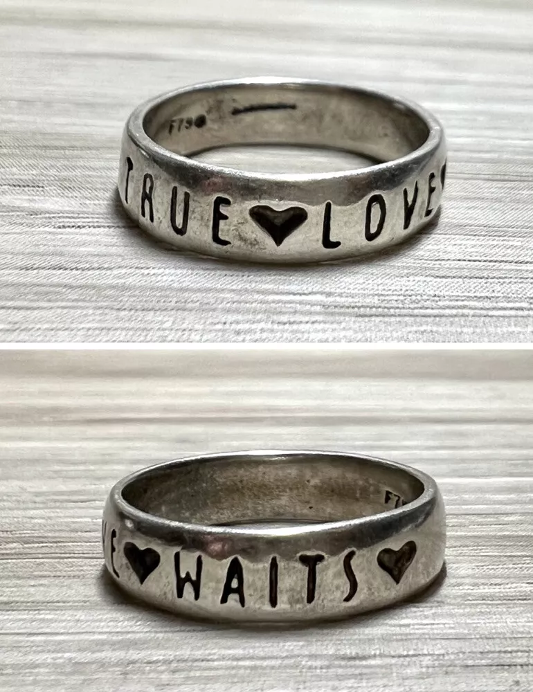 Personalized Stainless Steel True Love Waits Black Ring