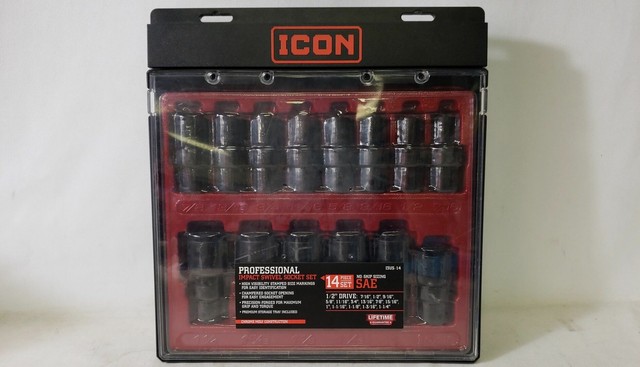Icon 1/2 inch SAE Professional Impact Swivel Socket Set 14pcs 13US-14