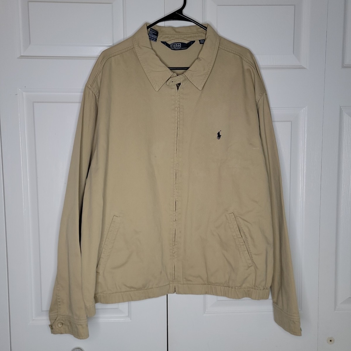 Polo Ralph Lauren Jacket Coat Khaki XXL Full Zip Cotton 2XL Plaid