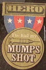 1960s "I've Had My Mumps Shot" Unused Hero Fabric Sticker