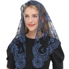 Veils For Church Blue Catholic Mass Mantillas Chapel Mass Head Covering Latin...