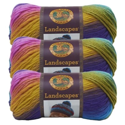 (3 Pack) Lion Brand Yarn 545-201AZ Landscapes Yarn, Boardwalk
