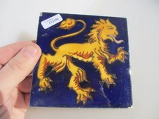 Vintage Ceramic Tile Old Medieval Style Lion 4.3/8"W