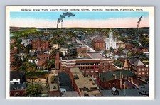 Hamilton OH-Ohio Aerial Court House Looking North Vintage Postcard
