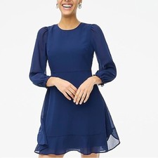 J Crew Factory Mini Dress with Flounce Hem Size 10 in Antique Navy NWT 