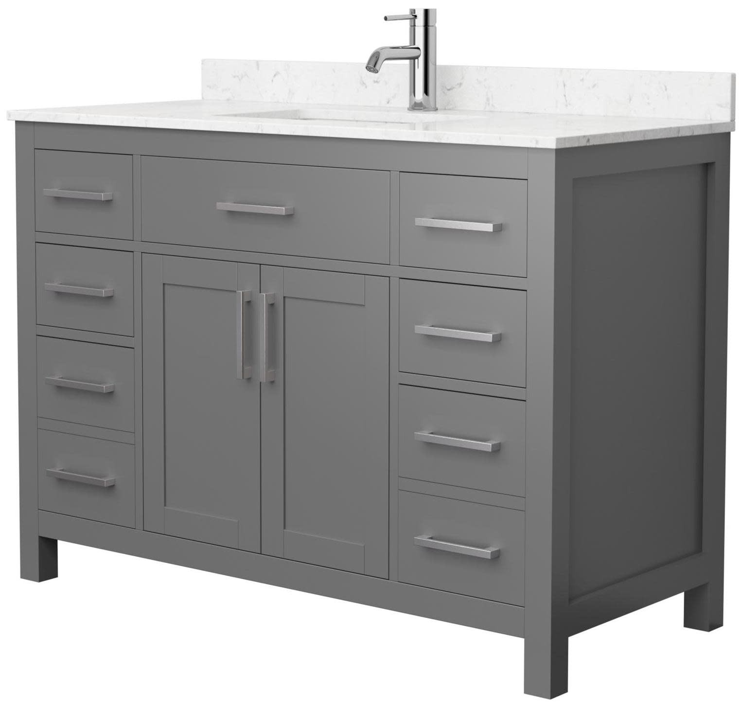Wyndham Beckett 48 Inch Dark Gray Carrara Cultured Marble Vanity